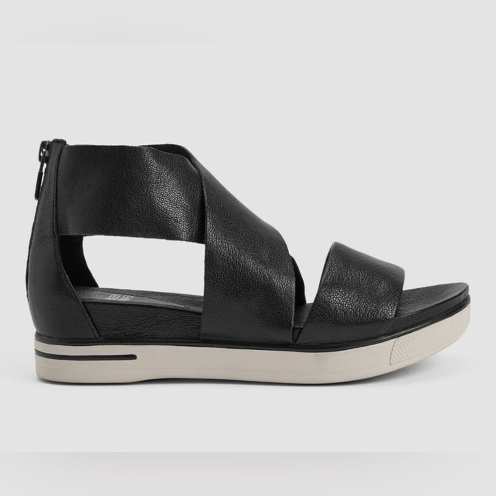 Eileen Fisher Sandals “Tumbled” Black Leather 10